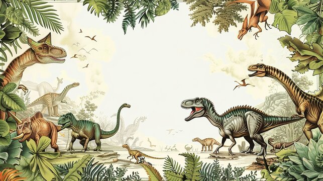 Highly Detailed birthday invitation for a dinosaur themed party