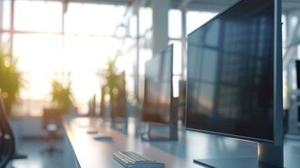 Minimalist Office Desk Bathed in Natural Sunlight
