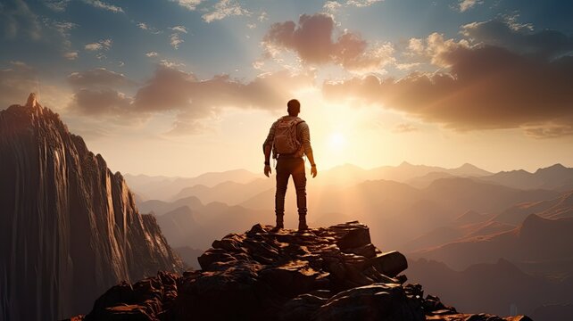Young man using virtual reality headset