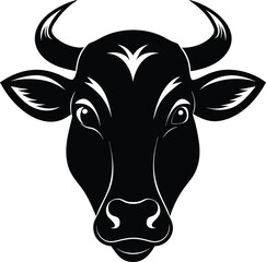 Cow head silhouette vector,  isolated black silhouette of a cow head collection