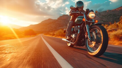 Naklejka premium Classic Bike Riding Into the Wild Desert