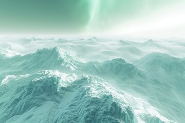 An icy holographic background that blends shades of cool mint with frosty white. The neon effect gives the impression of northern lights shimmering across a frozen landscape.