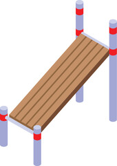 Isometric wooden bench for abdominal exercises on a white background