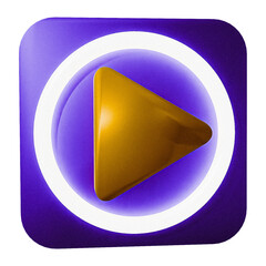 play icon button 3d render