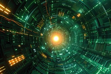 Fototapeta premium Electric Dreamscape: Neon Circuitry Hypnotica