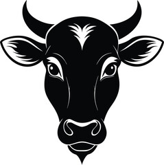 Cow head silhouette vector,  isolated black silhouette of a cow head collection