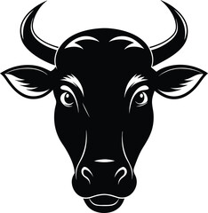 Cow head silhouette vector,  isolated black silhouette of a cow head collection