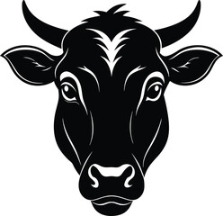 Cow head silhouette vector,  isolated black silhouette of a cow head collection