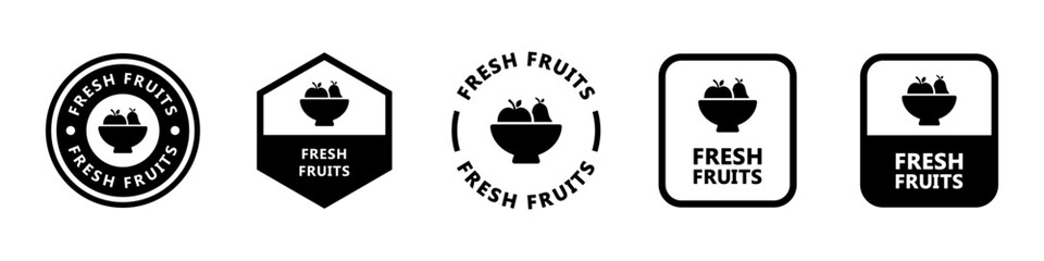 Fresh Fruits - vector signs for food product packaging design.
