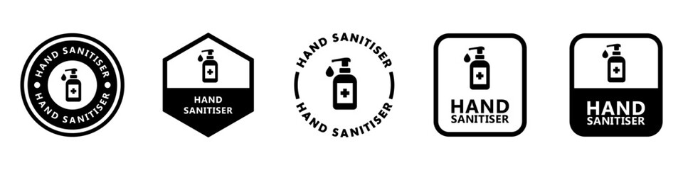 Hand Sanitizer - vector signs for disinfectant bottle label.