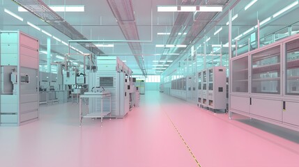 Fototapeta premium 3D rendering of industrial factory and factory machinery in pastel colors.