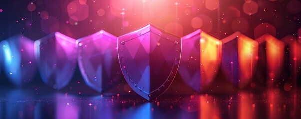 Abstract design of layered shields, symbolizing multi-layered security and protection, Shield, Assurance  Fortification