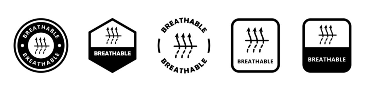 Breathable - vector signs for packaging label designs.