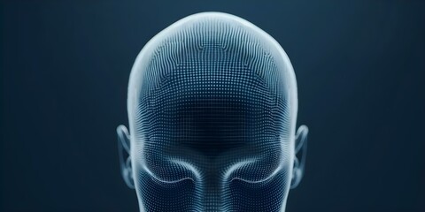 The fusion of technology and human mind represented by a digital hologram of a human head. Concept Technology, Human Mind, Digital Hologram, Fusion, Representation