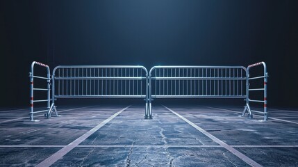 Fototapeta premium Event venue with crowd control barriers and security supervision, ensuring public safety, Barrier, Supervision