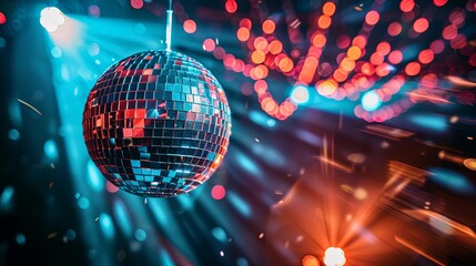 Fototapeta premium Disco ball with colorful lights.