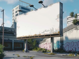 Obraz premium Blank Billboard in Urban Setting. Generative AI