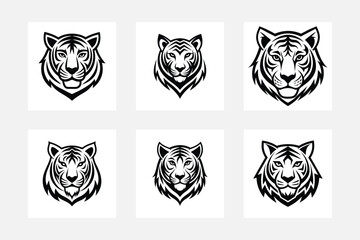 tiger head tattoo vector silhouette 