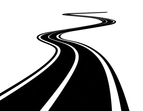 recommend clip art: schwarze Silhouette Kontrast Strasse mit S-Kurve isoliert auf weißen Hintergrund, Freisteller
