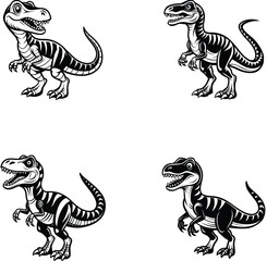 set of dragons vector silhouette 