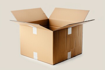 Open cardboard box on the light background