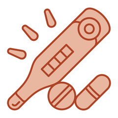 Thermometer And Pills Icon