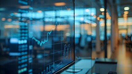 Fototapeta premium Blurry Financial Trading Screen with Lithium Market Data and Charts