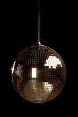 Fototapeta premium Golden Disco Ball Isolated on Black.