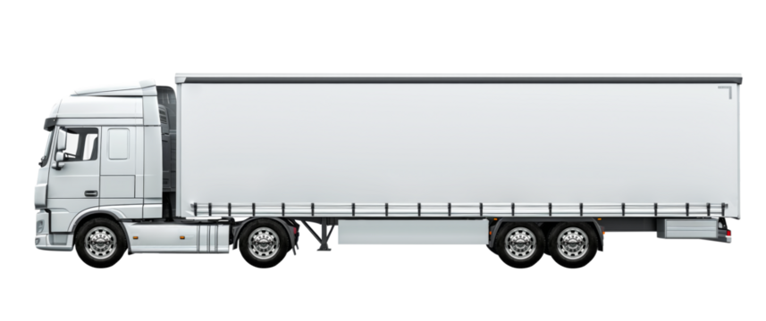 Delivery white van with space for text on white background, panoramic banner