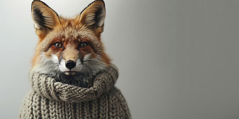 Fototapeta premium Fox in a Knitted Sweater
