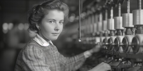 Woman Operating Machinery in a Factory