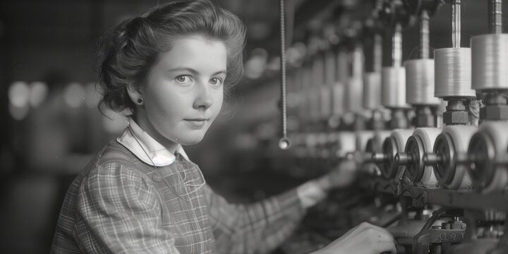 Woman Operating Machinery in a Factory