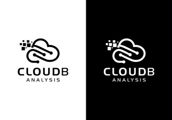 Simple vector logo Pixel cloud and initials cb