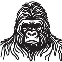 a single line sillahoutte gorila