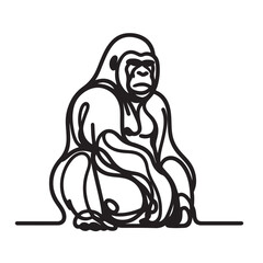 a single line sillahoutte gorila