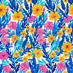 Pink, Orange, and Yellow Floral Motif
