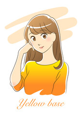 パーソナルカラー　イエローベースの女性(文字・肌色見本有り)