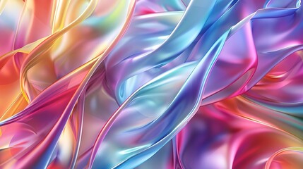 3D render of a colorful abstract background with smooth, flowing prism shapes