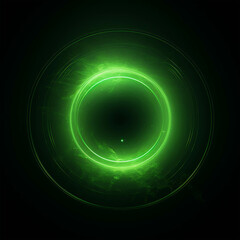 Obraz premium Mystical Green Energy Ring with Radiant Lines Emanating from Its Center Against a Deep, Dark Background