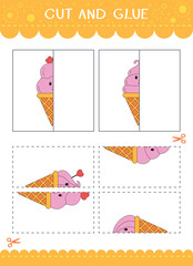 Find the couple of the picture. Simple educational game. Cut and glue. Vector worksheet