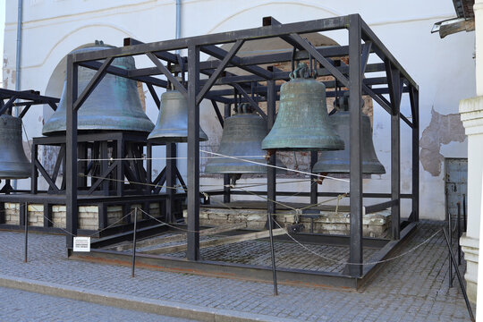 NOVGOROD, RUSSIA - June 26, 2024: View of the bells at the bell tower.