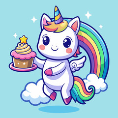 cute unicorn rainbow vector icon illustration