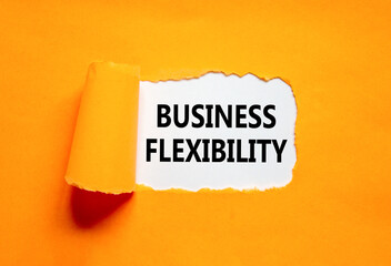 Business flexibility symbol. Concept words Business flexibility on beautiful white paper. Beautiful orange paper background. Business flexibility concept. Copy space.