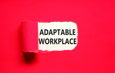 Adaptable workplace symbol. Concept words Adaptable workplace on beautiful white paper. Beautiful red paper background. Business Adaptable workplace concept. Copy space.