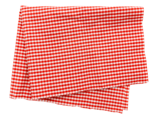 Piece of torn crumpled checkered fabric on a white background. Textile. Cellular tissue isolate