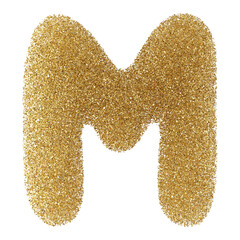Gold Glitter Font Letter M uppercase