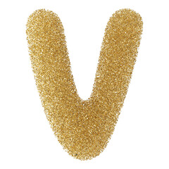 Gold Glitter Font Letter V uppercase