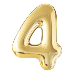 Gold 3D Number 4