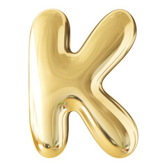 Gold 3D Bubble Font Letter K uppercase