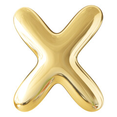 Gold 3D Bubble Font Letter X uppercase